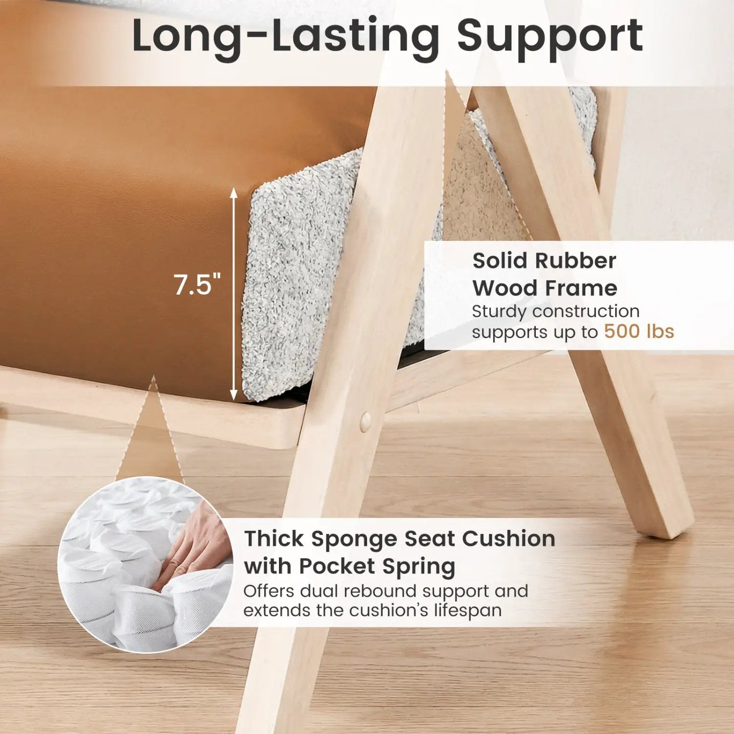 Loveseat Sofa for Small Spaces with Throw Pillows Rubber Wood Frame Padded Seat by DirectDeals