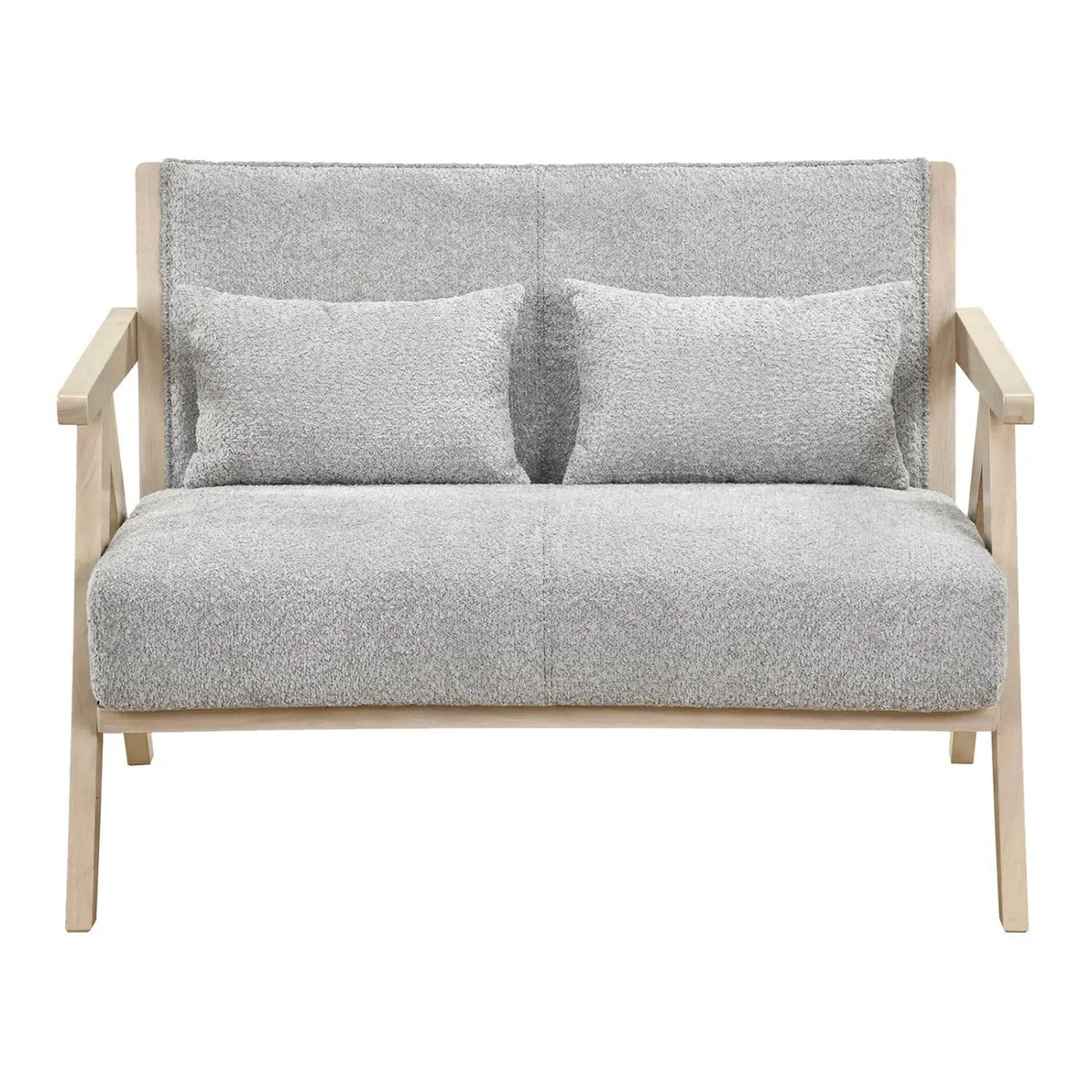 Loveseat Sofa for Small Spaces with Throw Pillows Rubber Wood Frame Padded Seat by DirectDeals