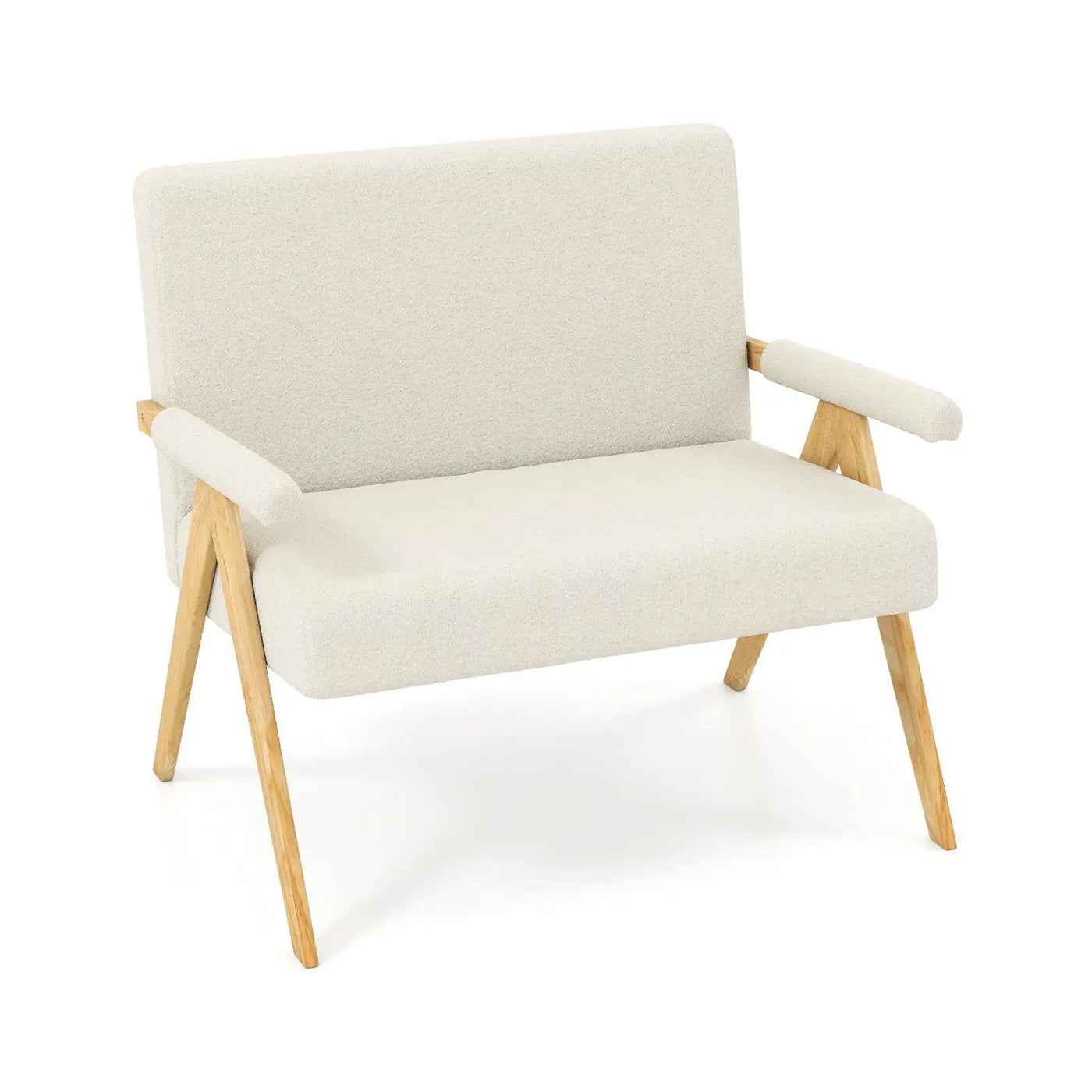 Loveseat Sofa with Armrests and Wooden Legs by DirectDeals