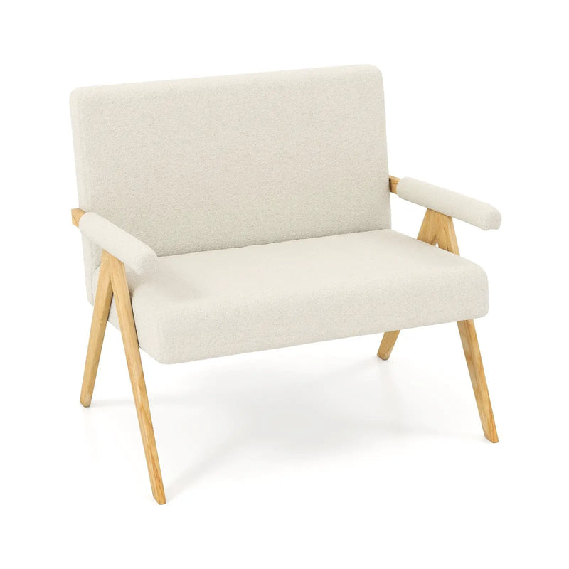 Loveseat Sofa with Armrests and Wooden Legs by DirectDeals