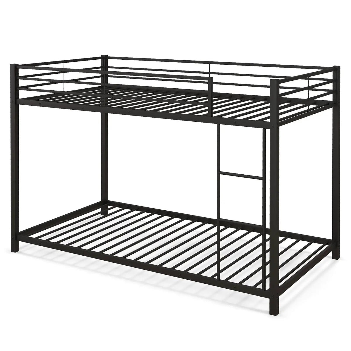 Low Profile Twin Over Twin Metal Bunk Bed with Full-length Guardrails by DirectDeals
