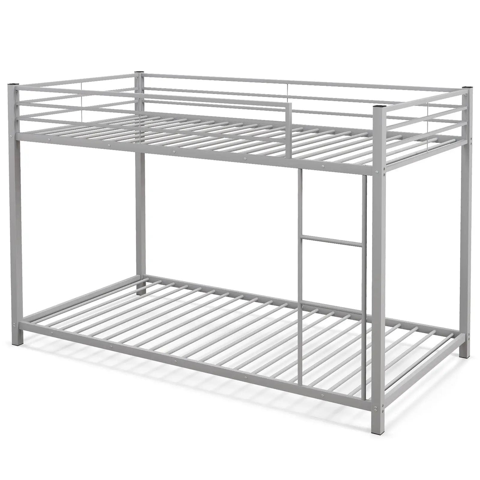 Low Profile Twin Over Twin Metal Bunk Bed with Full-length Guardrails by DirectDeals