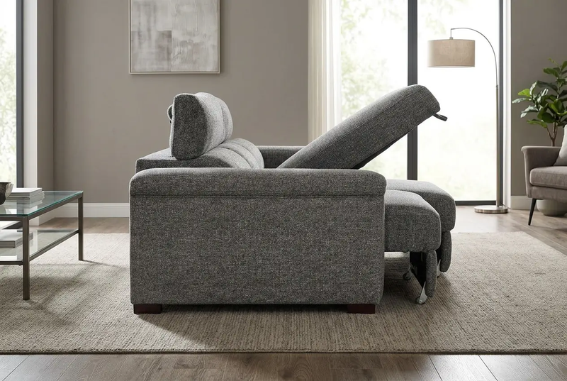 Lucious Gray Double Slider Power Sectional Sofa w/ Storage LAF Chaise by Ornate Furniture