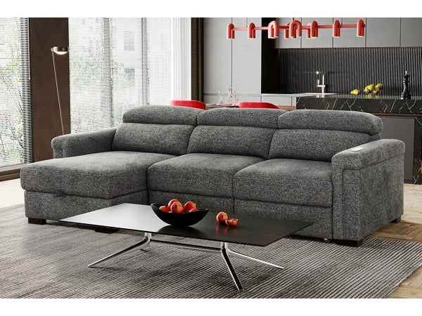 Lucious Gray Double Slider Power Sectional Sofa w/ Storage LAF Chaise