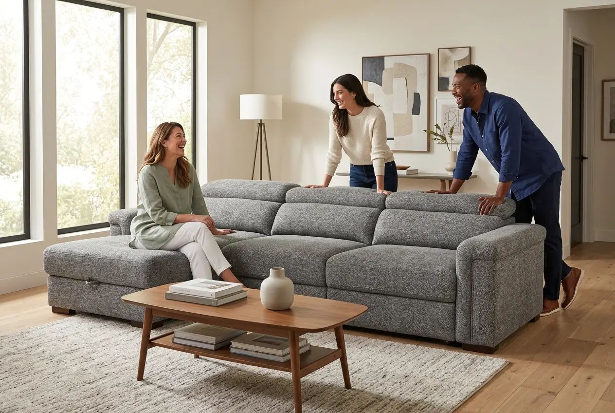 Lucious Gray Double Slider Power Sectional Sofa w/ Storage LAF Chaise by Ornate Furniture