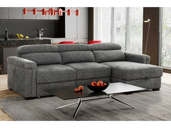 Lucious Gray Double Slider Power Sectional Sofa w/ Storage RAF Chaise