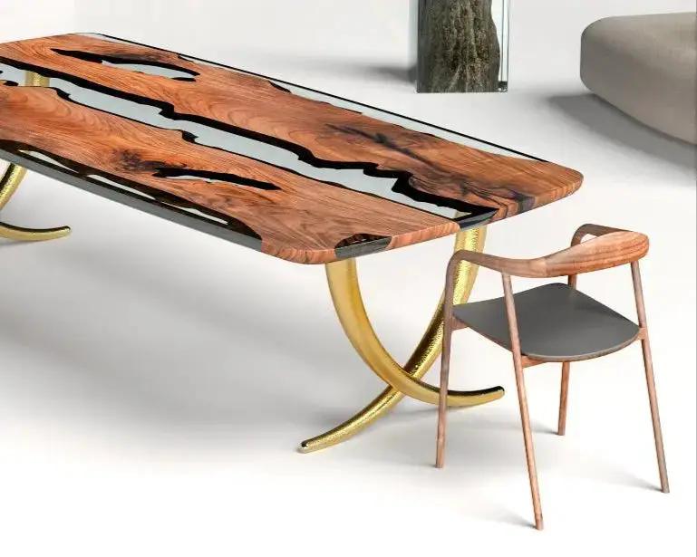 Luxurious Ivory Shaped Legs Epoxy Resin Dining Room Table by Gizz