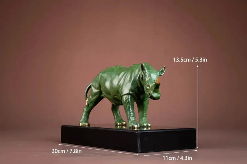 Luxury Green Rhinoceros Statue Decorative Animal Sculpture for Home & Office Decor by House Of Avana