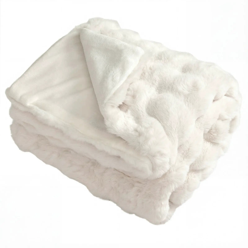 Luxury Fuzzy Plush Rabbit Fur Bubble Blanket for Armchair by DirectDeals