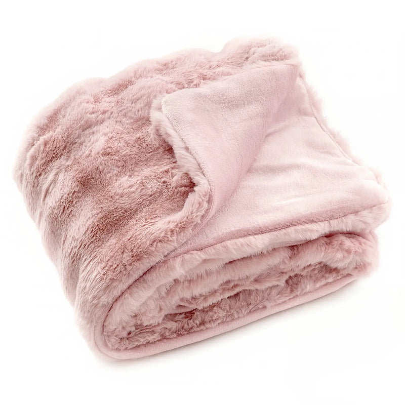Luxury Fuzzy Plush Rabbit Fur Bubble Blanket for Armchair by DirectDeals