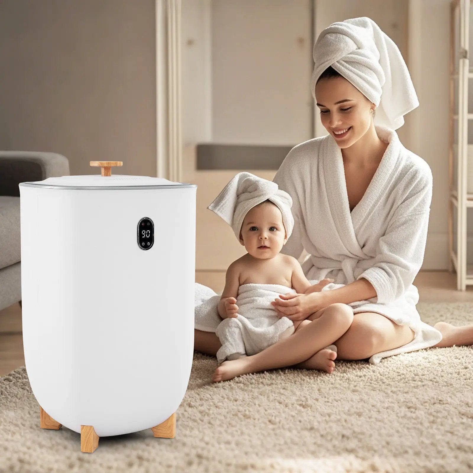 40L Towel Warmer Luxury Hot Towel Bucket with 2 Heating Temperatures-White by DirectDeals
