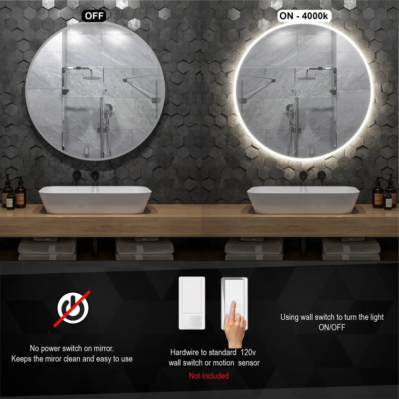 Zeek 32" BackLit LED lighted Round Bathroom Wall Mirror M-RN32 CLEARANCE* by ZEEK