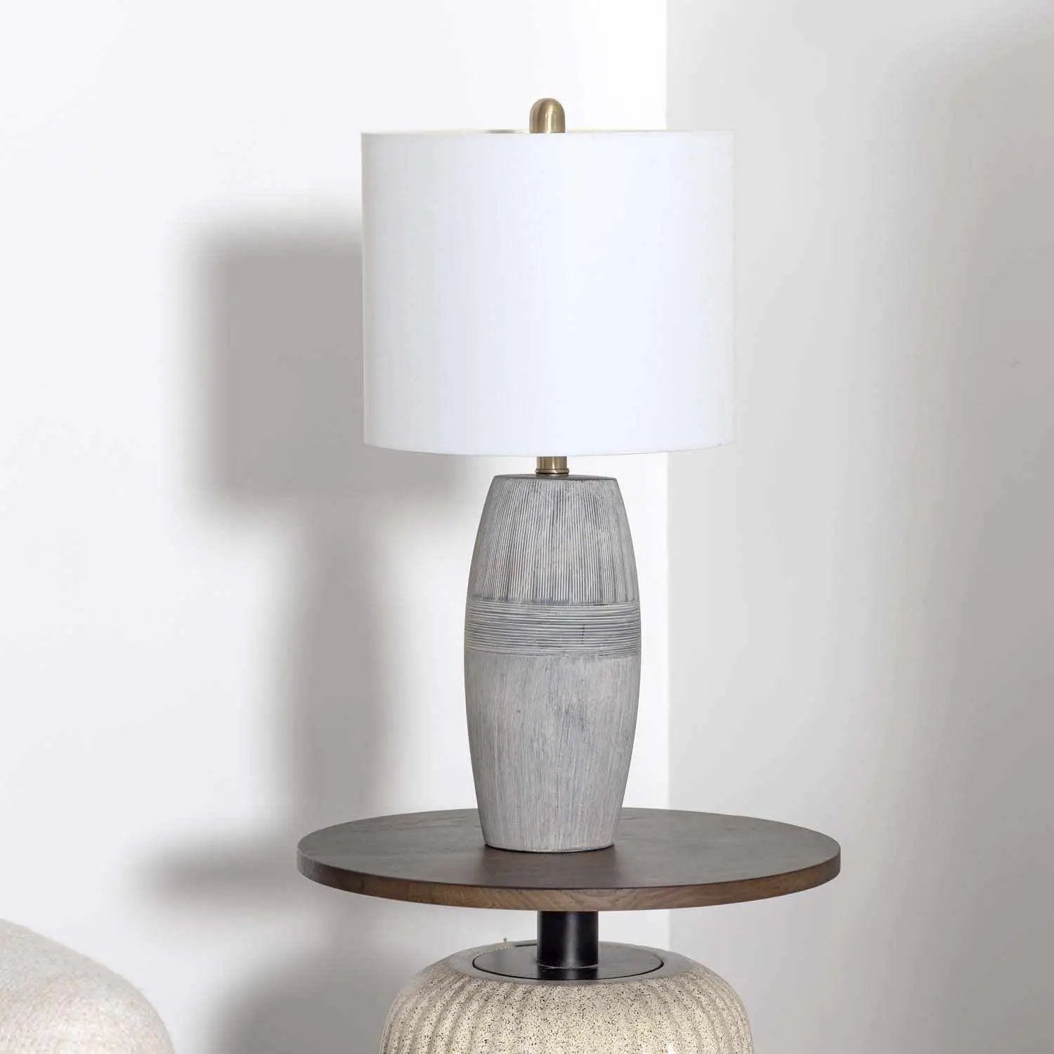 Mabayo Ribbed White Ceramic Table Lamp by Boutique Rugs
