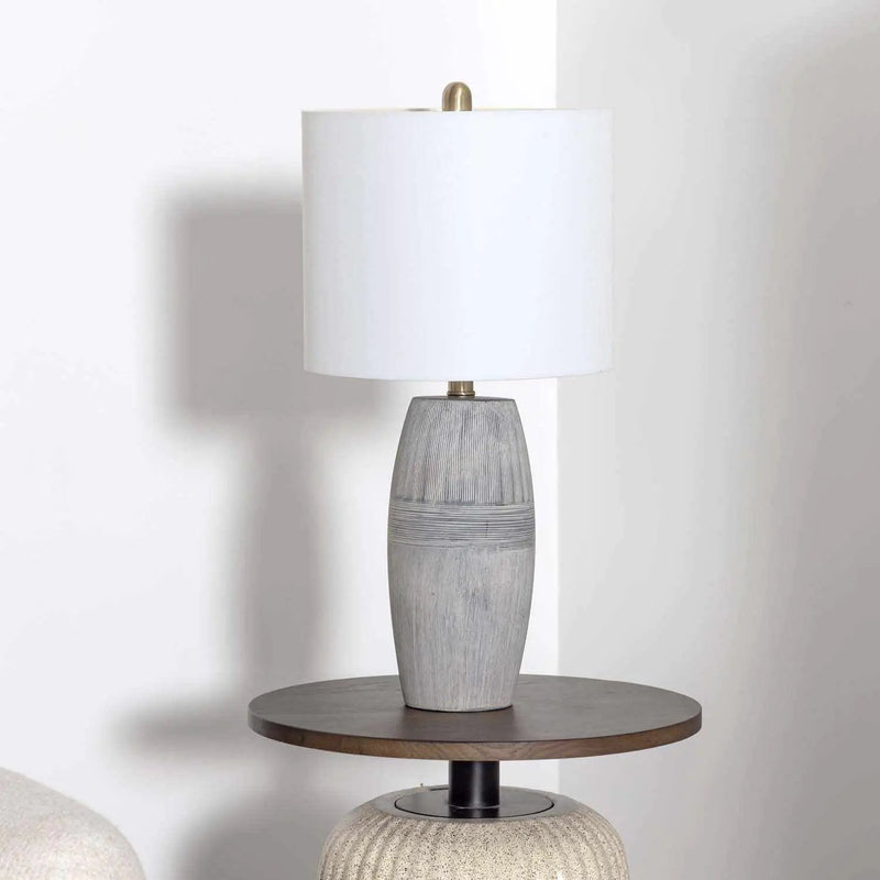 Mabayo Ribbed White Ceramic Table Lamp by Boutique Rugs