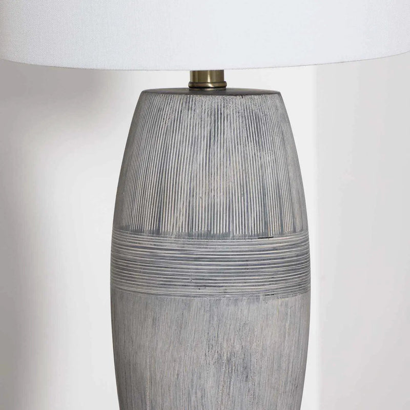Mabayo Ribbed White Ceramic Table Lamp by Boutique Rugs