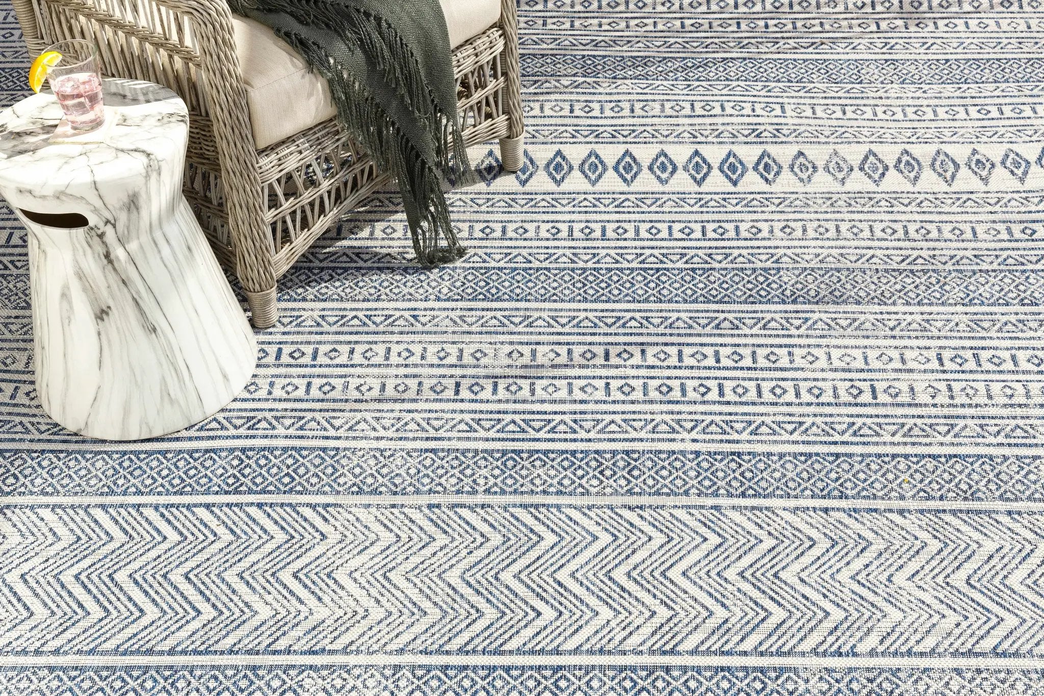 Madras Light Blue Green All Over Performance Outdoor Area Rug by Boutique Rugs