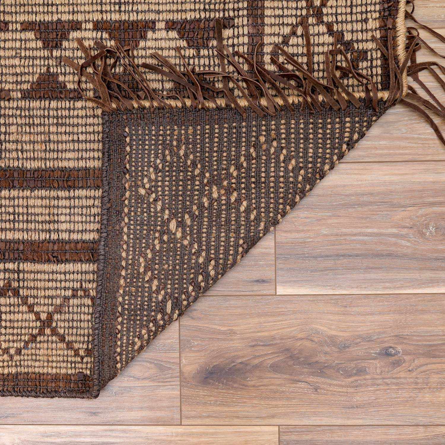 Maia Jute & Leather Area Rug - Clearance by Boutique Rugs