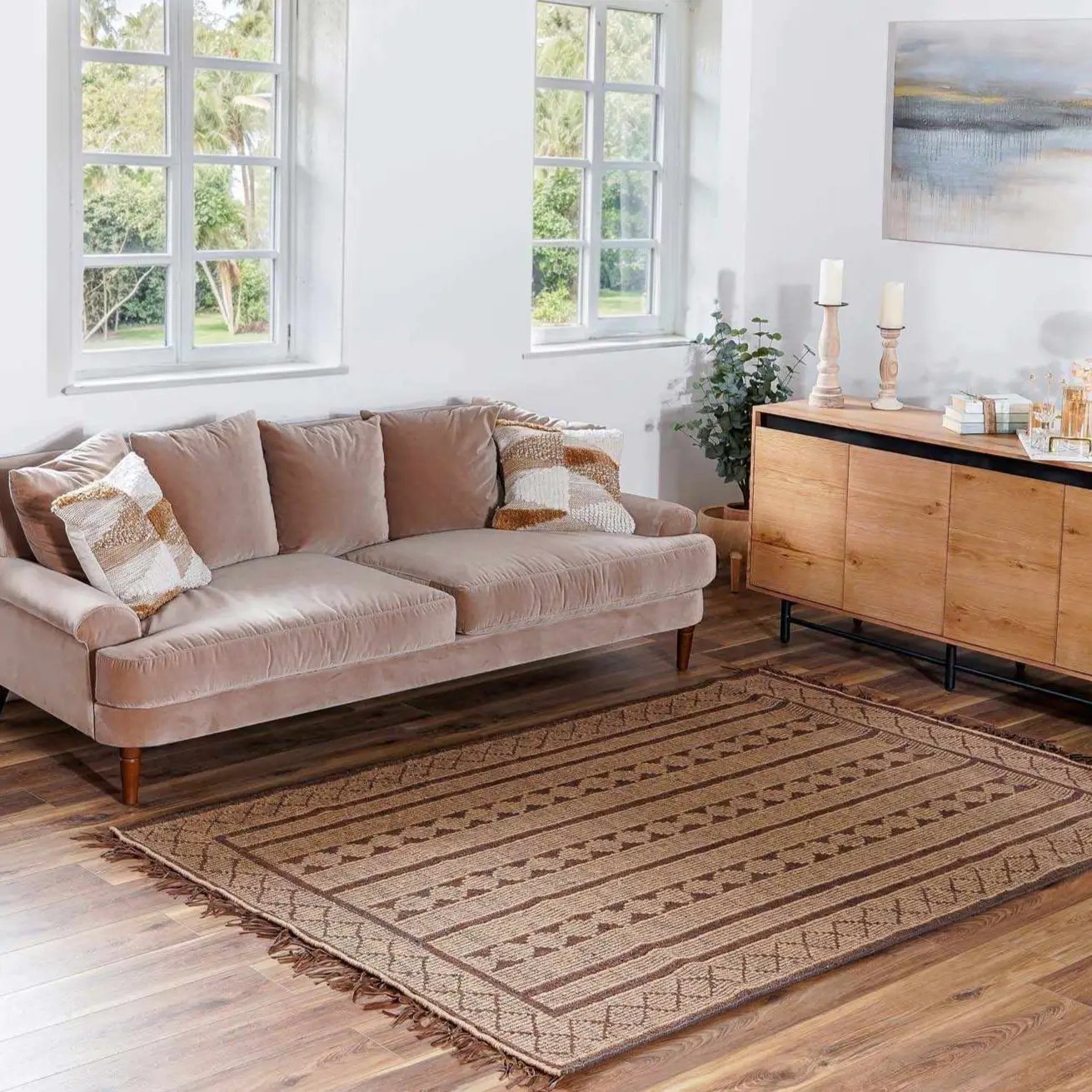 Maia Jute & Leather Area Rug - Clearance by Boutique Rugs