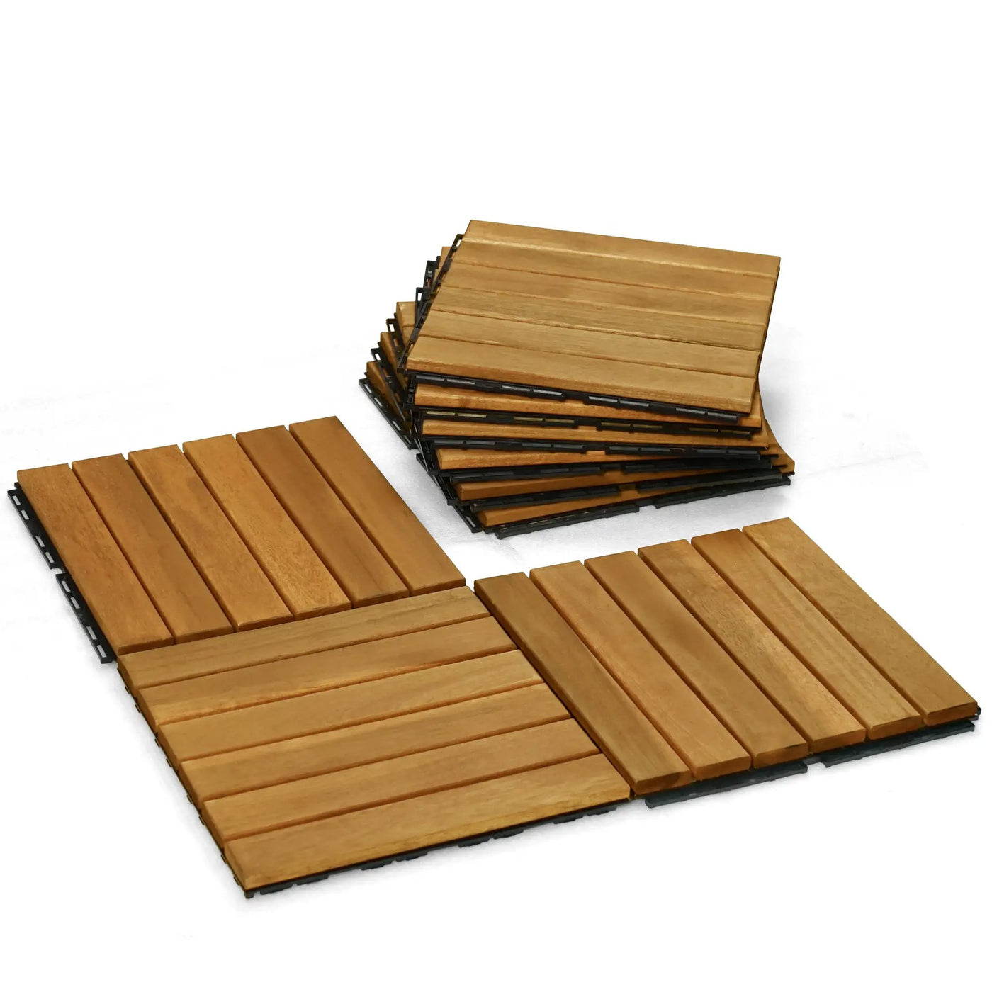 Solid Wood Deck Tiles 6 Slat Set 9 by Megsu