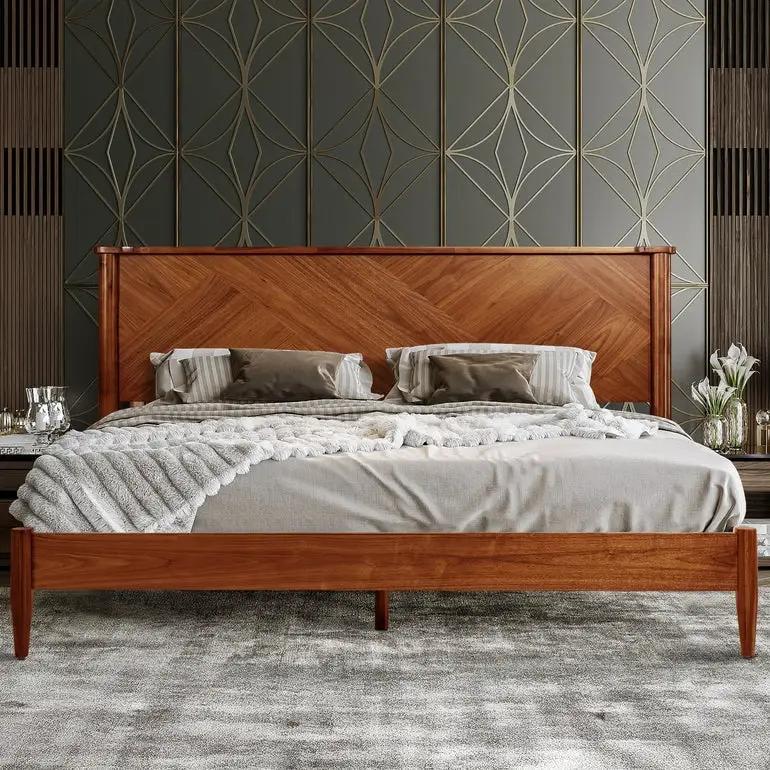 Panthera Solid Wood Bed Frame With Headboard by Megsu