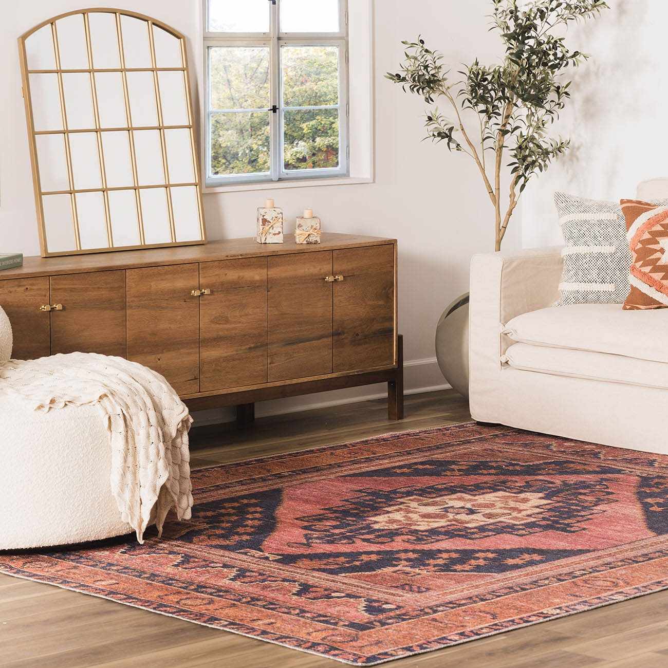 Malamote Vintage Flat Pile Washable Rug by Boutique Rugs