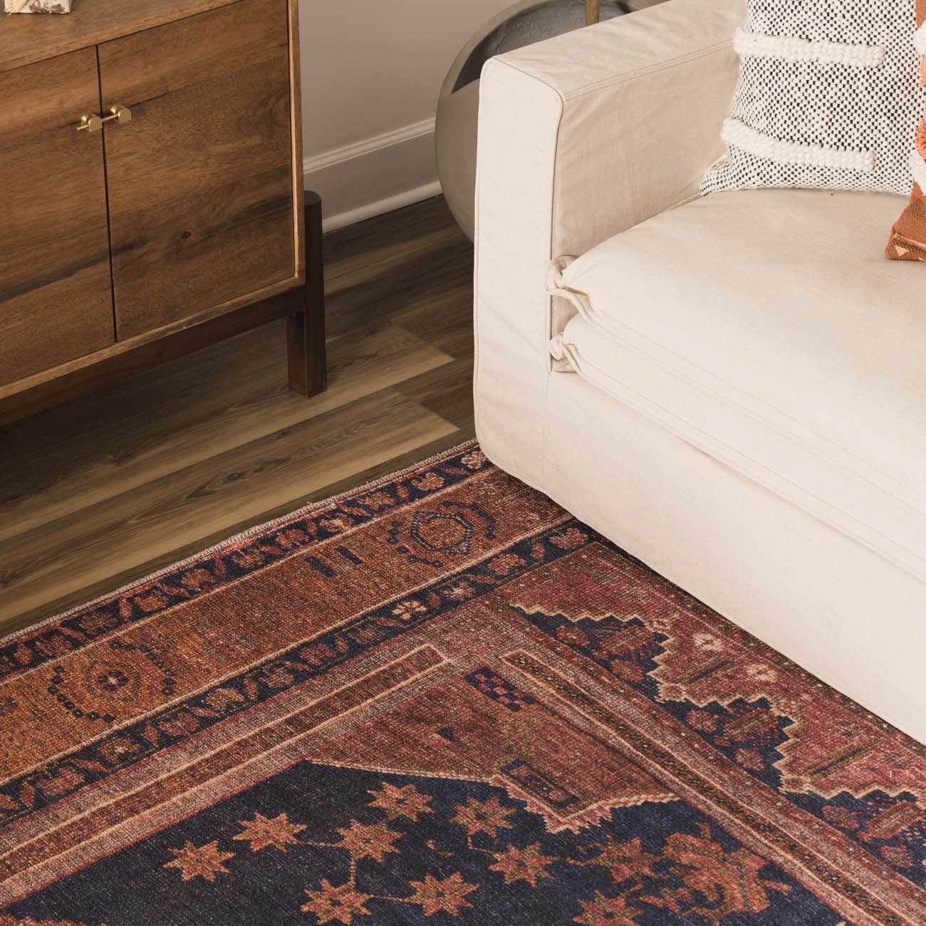 Malamote Vintage Flat Pile Washable Rug by Boutique Rugs