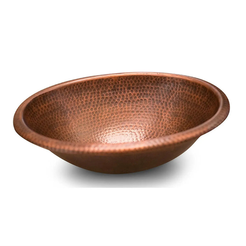 Hammered Copper Oval Bathroom Sink Vessel 17 x 13 inch by HomePacific