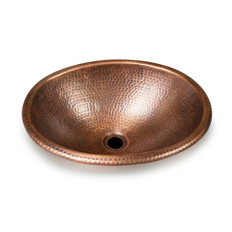 Hammered Copper Oval Bathroom Sink Vessel 17 x 13 inch by HomePacific