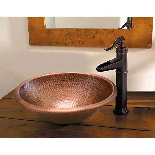 Hammered Copper Oval Bathroom Sink Vessel 17 x 13 inch by HomePacific
