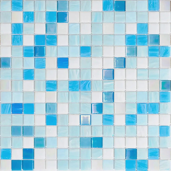 White Blue 12x12 Glossy Uniform Square Glass Mosaic Tile (20 pack, 20 sq ft/case)