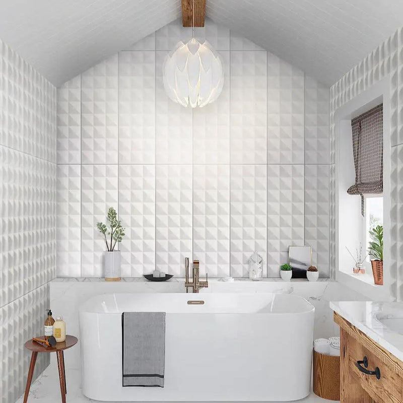 White 12x36 Satin Field Ceramic Tile (5 pack, 14.3 sq ft/case) by Apollo Tile