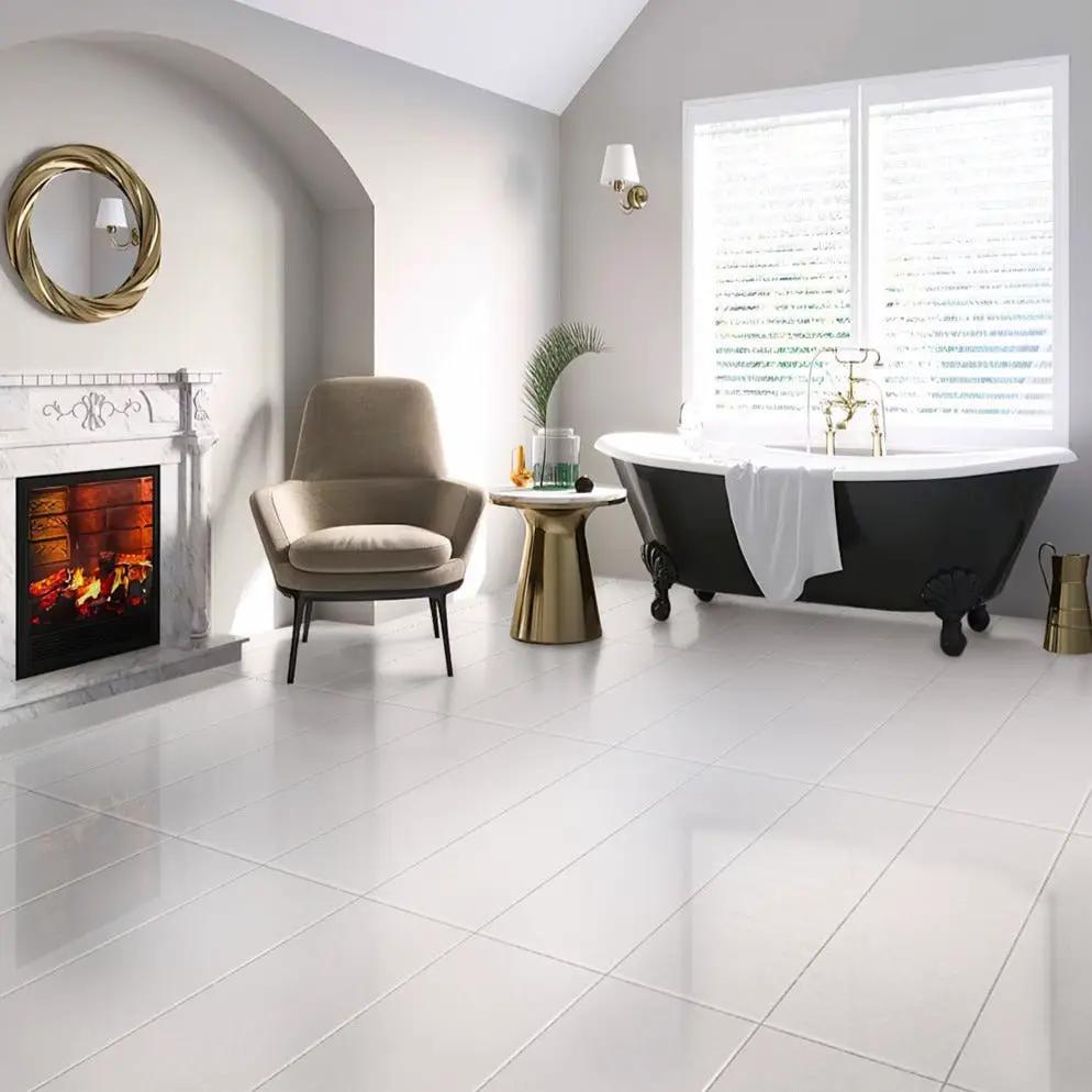 White 12x36 Field Satin Ceramic Tile (6 pack, 17.16 sq ft/case) by Apollo Tile