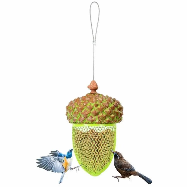Outdoor Metal Mesh Bird Feeder with Metal Acorn Roof by HomePacific