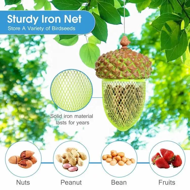 Outdoor Metal Mesh Bird Feeder with Metal Acorn Roof by HomePacific