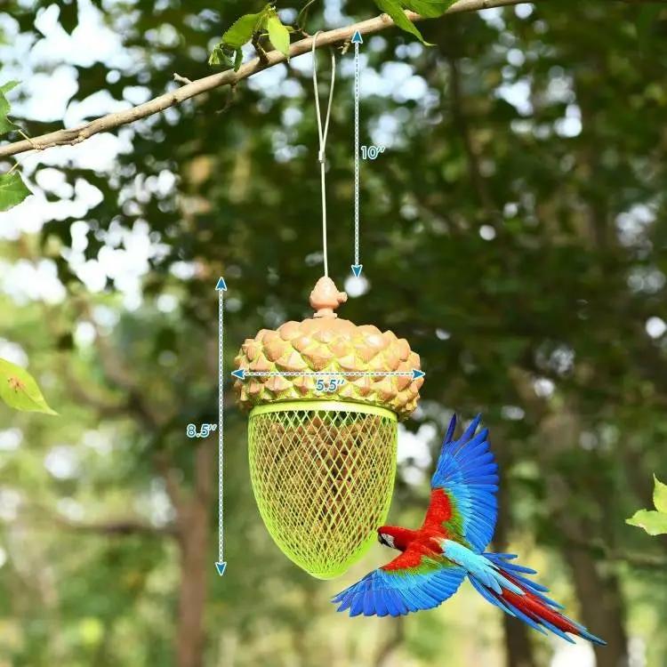 Outdoor Metal Mesh Bird Feeder with Metal Acorn Roof by HomePacific