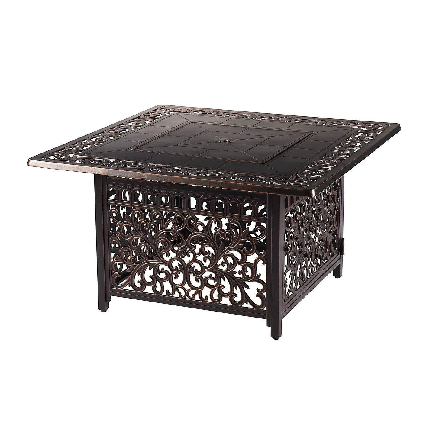 Aluminum 42-in Square Propane Fire Table with Beads, Covers and Lid by Sharicks