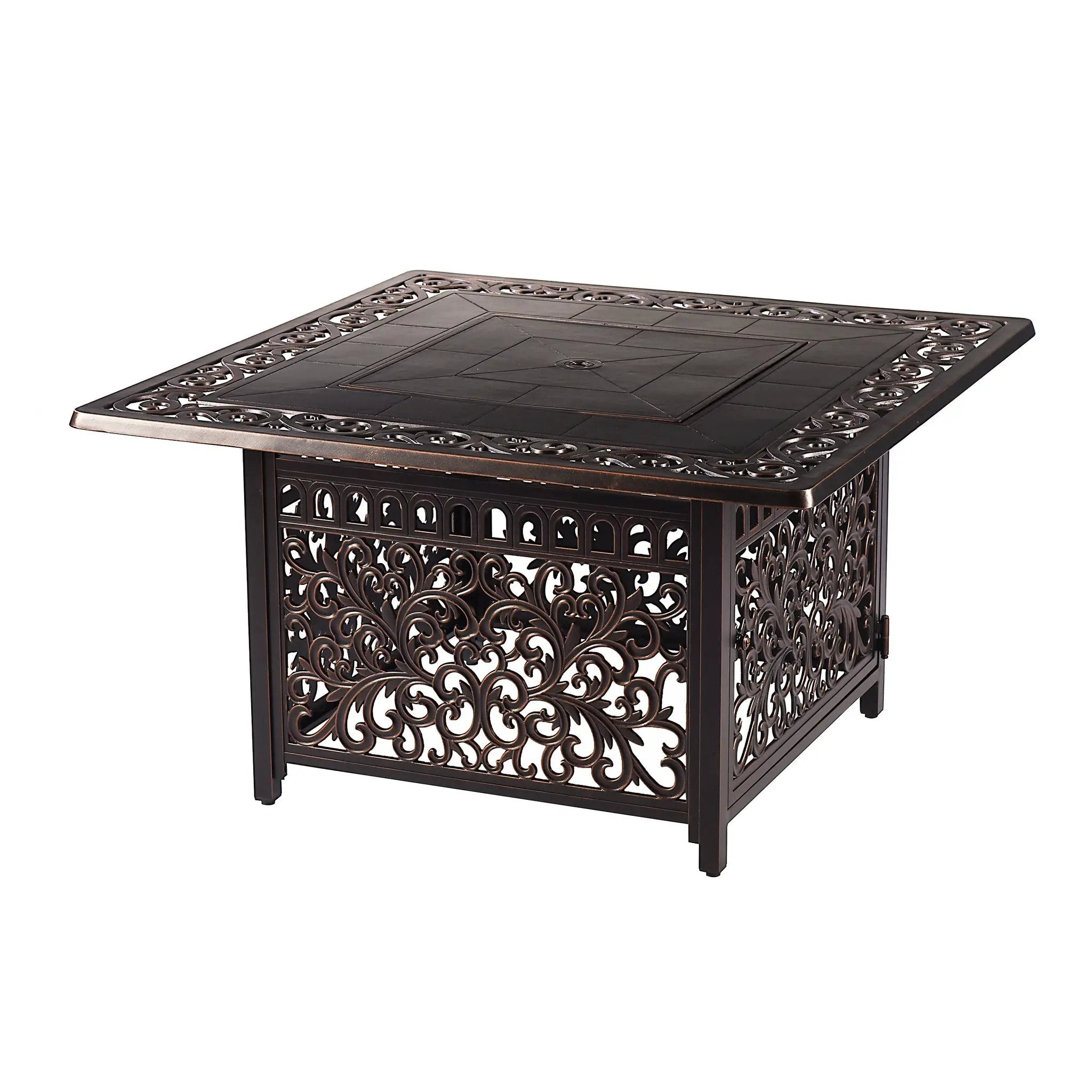 Aluminum 42-in Square Propane Fire Table with Beads, Covers and Lid by Sharicks