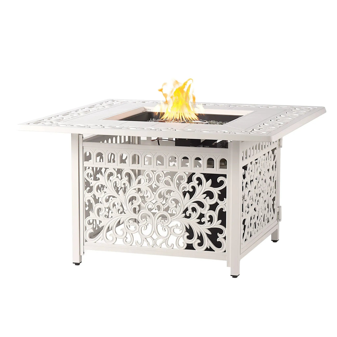 Aluminum 42-in Square Propane Fire Table with Beads, Covers and Lid by Sharicks
