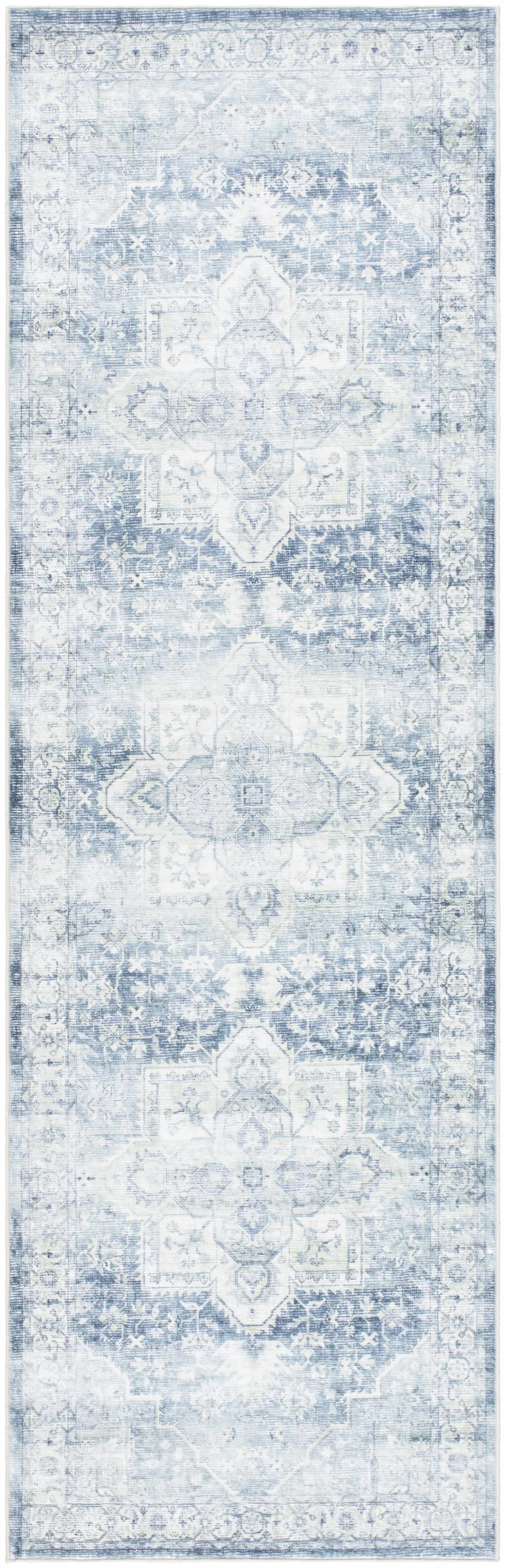 Mauro Navy Medallion Washable Area Rug - Clearance by Boutique Rugs