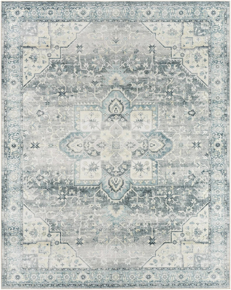 Mauro Blue Medallion Washable Area Rug - Clearance by Boutique Rugs
