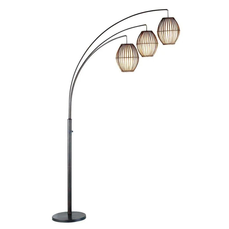 Modern Mid-Century Bohemian 82-inch Arch Floor Lamp with 3 Barrel Lights by HomePacific