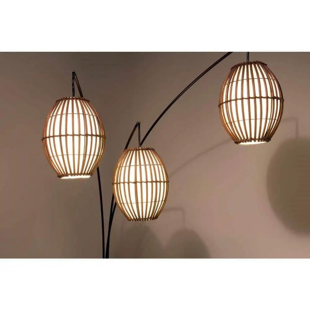 Modern Mid-Century Bohemian 82-inch Arch Floor Lamp with 3 Barrel Lights by HomePacific