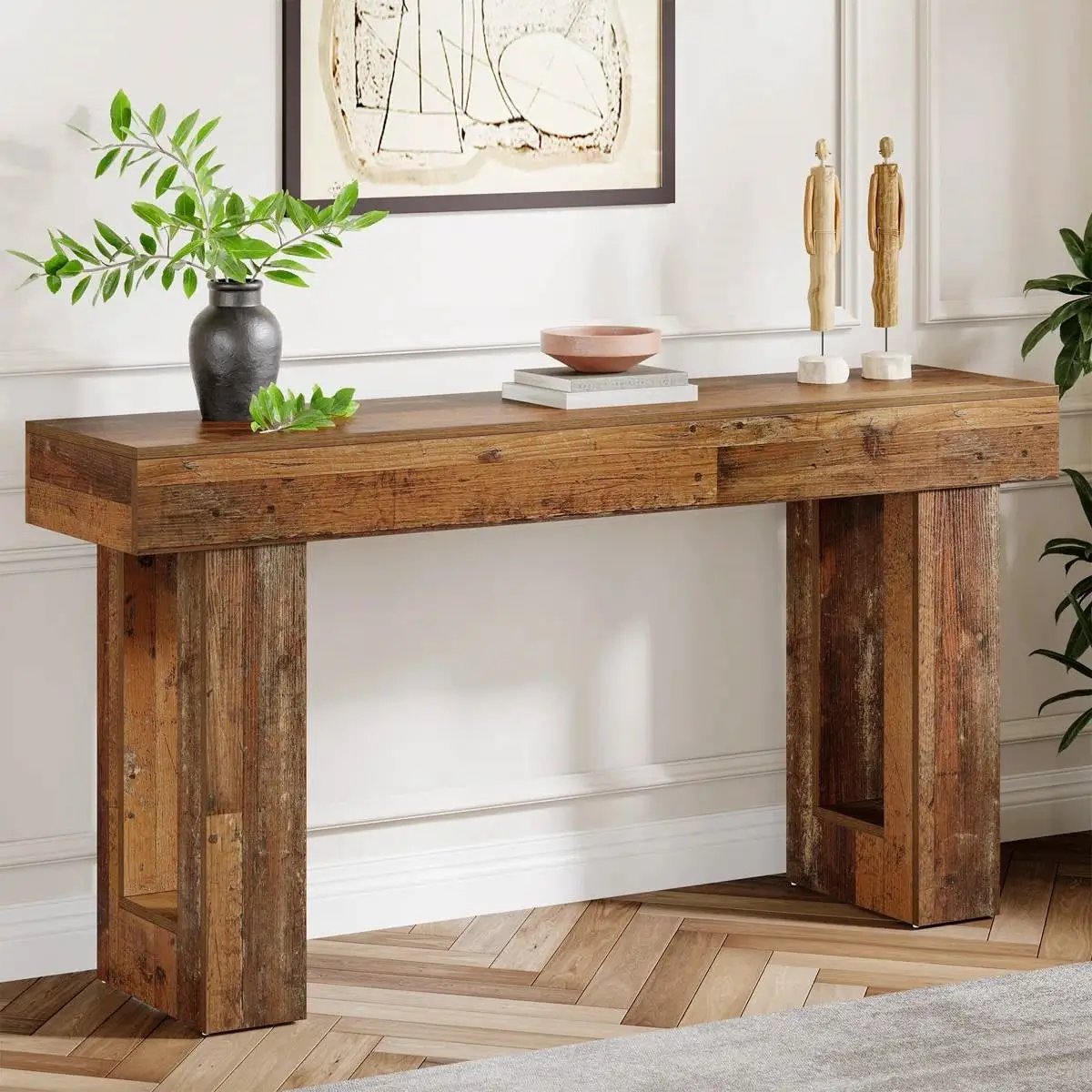 Modern Farmhouse 63-inch Entryway Console Sofa Table in Distressed Wood Finish by HomePacific