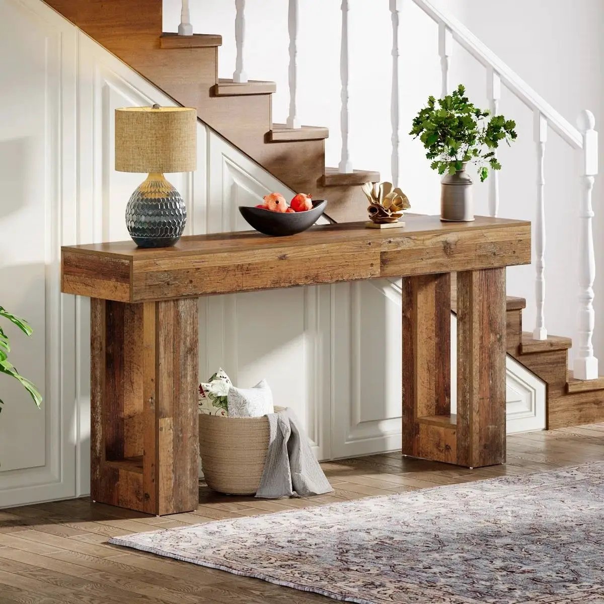 Modern Farmhouse 63-inch Entryway Console Sofa Table in Distressed Wood Finish by HomePacific