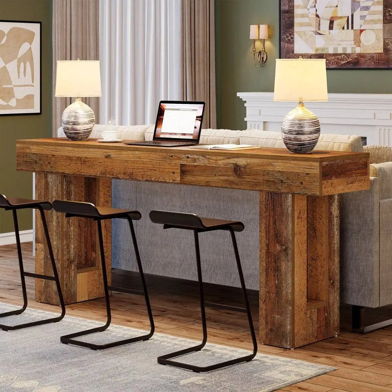 Modern Farmhouse 63-inch Entryway Console Sofa Table in Distressed Wood Finish by HomePacific