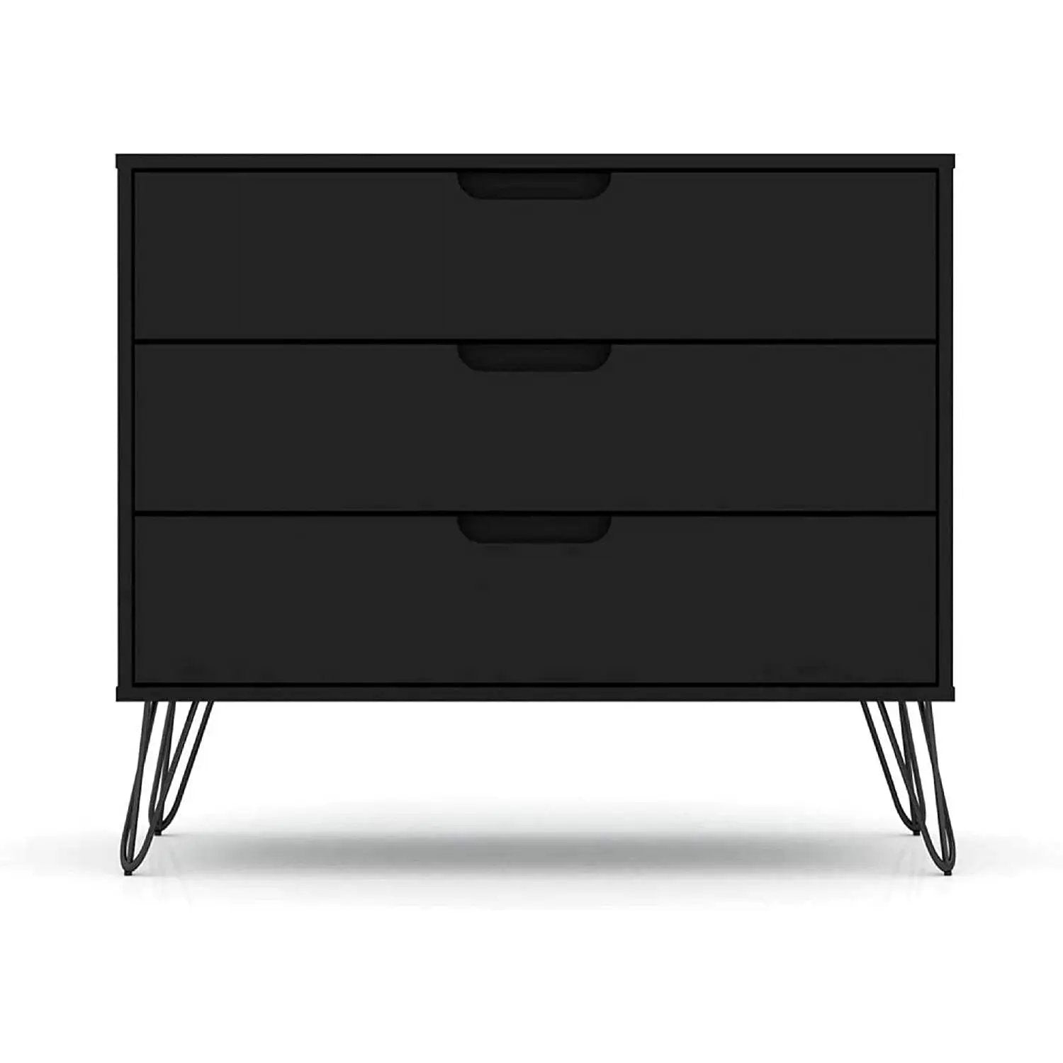 Modern Scandinavian Style Bedroom 3-Drawer Dresser in Black Wood Finish by HomePacific