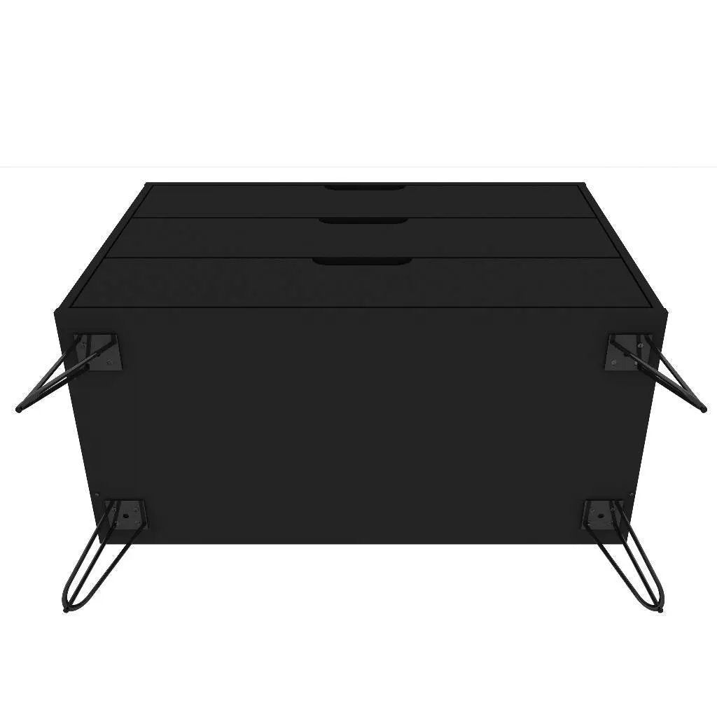 Modern Scandinavian Style Bedroom 3-Drawer Dresser in Black Wood Finish by HomePacific