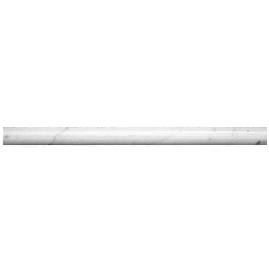 White 0.5x12 Honed Bianco Carrara Pencil Marble Tile Trim (10 pack, 0.5 sq ft/case) by Apollo Tile