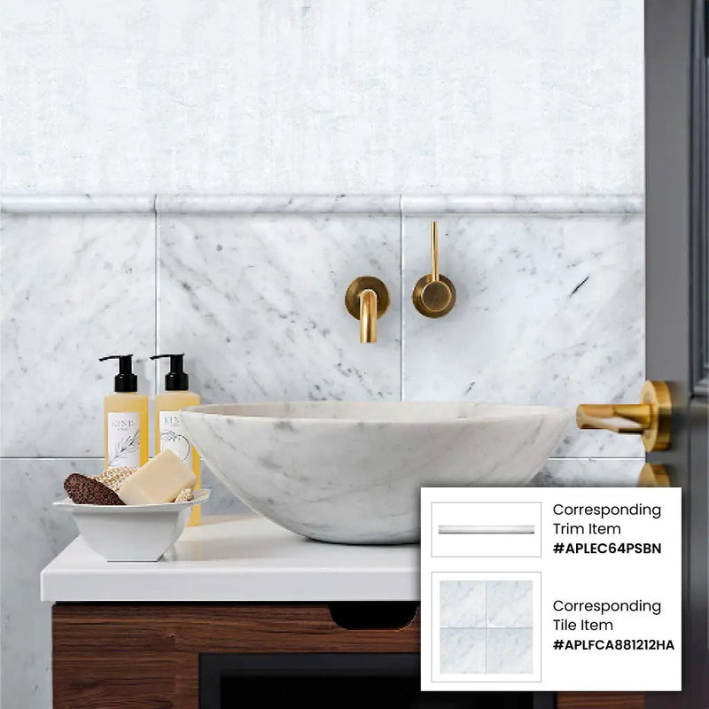 White 12x12 Honed Field Bianco Carrara Marble Tile (10 pack, 10 sq ft/case) by Apollo Tile