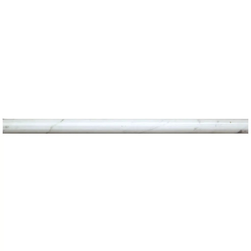 White 0.5x12 Polished Bianco Carrara Pencil Marble Tile Trim (10 pack, 0.5 sq ft/case) by Apollo Tile